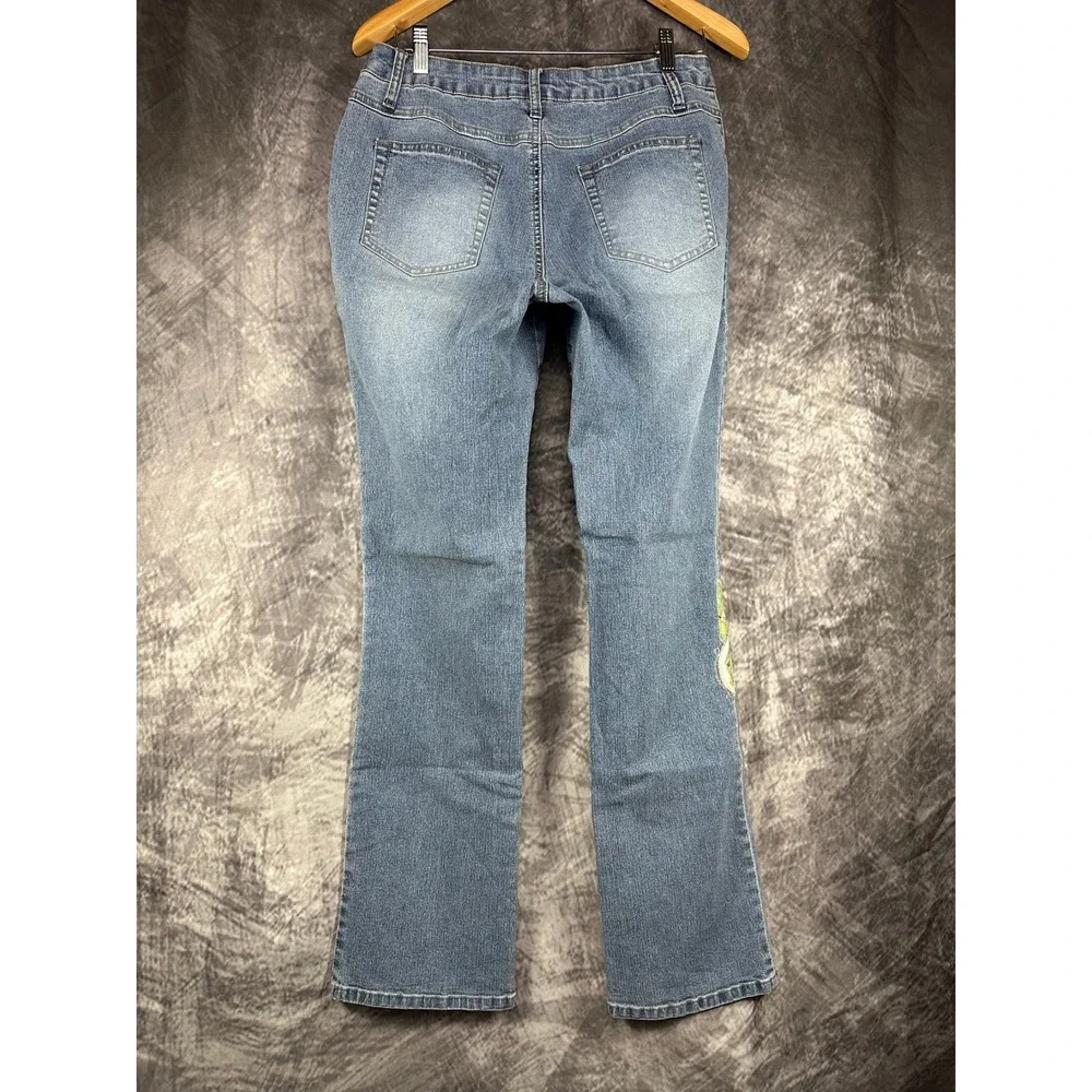 Vintage D'Mode Classix Y2K Embroidered Jeans Women 10 Blue Floral Applique